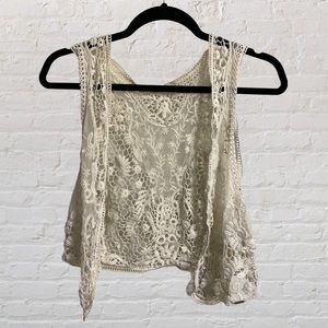 Garage Lace Vest in cream colour